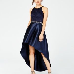 BCX JUNIOR’ SPARKLE LACE RHINESTONE HIGH-LOW DRESS
